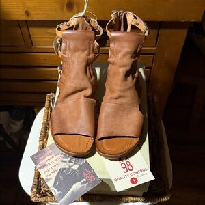 A.S.98 Tan Ryde Brown Leather Open-Toe Ankle Sandals Sz 9 BNIB